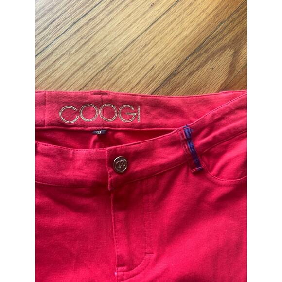 Coogi Red Stretch Skinny Jeans w/ Gold Hardware – Women’s 7/8 - Picture 3 of 11